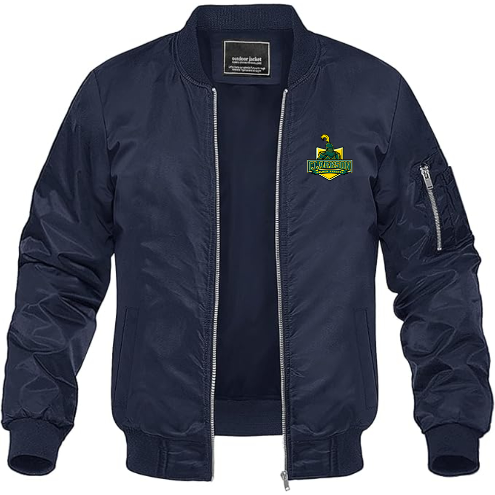 Men's Clarkson Golden Knights Lightweight Bomber Jacket Windbreaker Softshell Varsity Jacket Coat