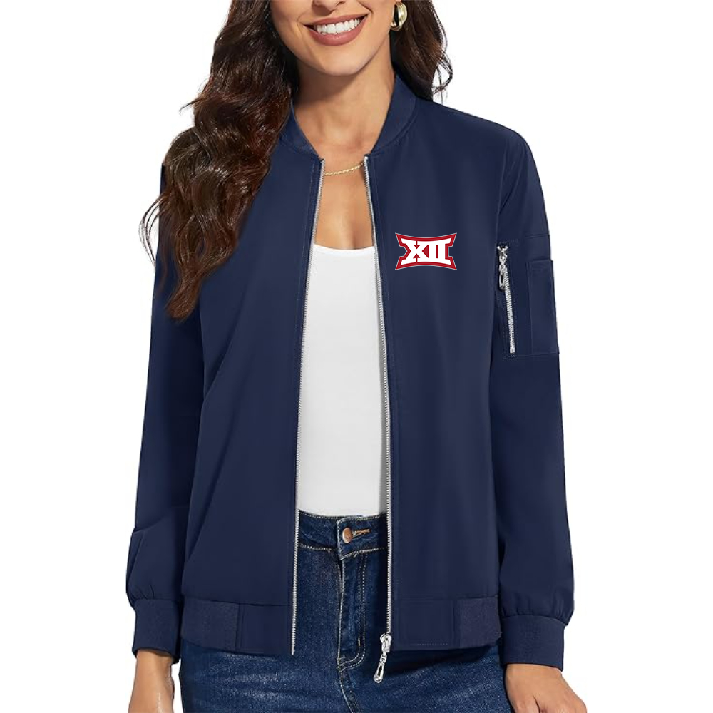 Women's Big 12 Conference  Premium Bomber Jacket with Polished Detailing and Functional Sleeve Pocket Modern Luxury Outerwear