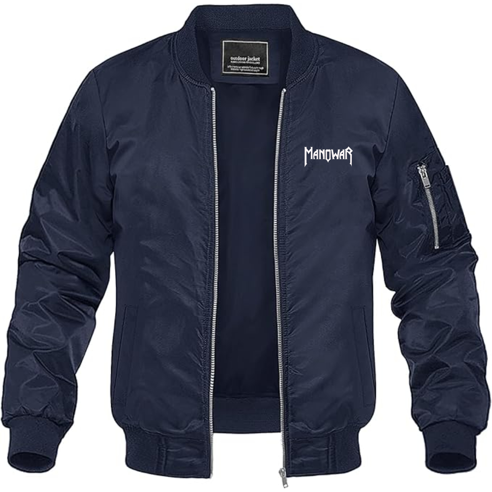 Men's   Manowar Logo Lightweight Bomber Jacket Windbreaker Softshell Varsity Jacket Coat