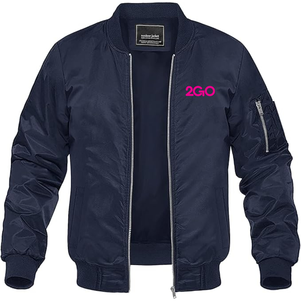 Men's 2GO Logo Lightweight Bomber Jacket Windbreaker Softshell Varsity Jacket Coat