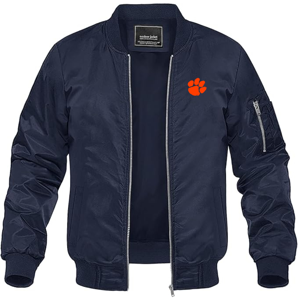 Men's Clemson Tigers Lightweight Bomber Jacket Windbreaker Softshell Varsity Jacket Coat