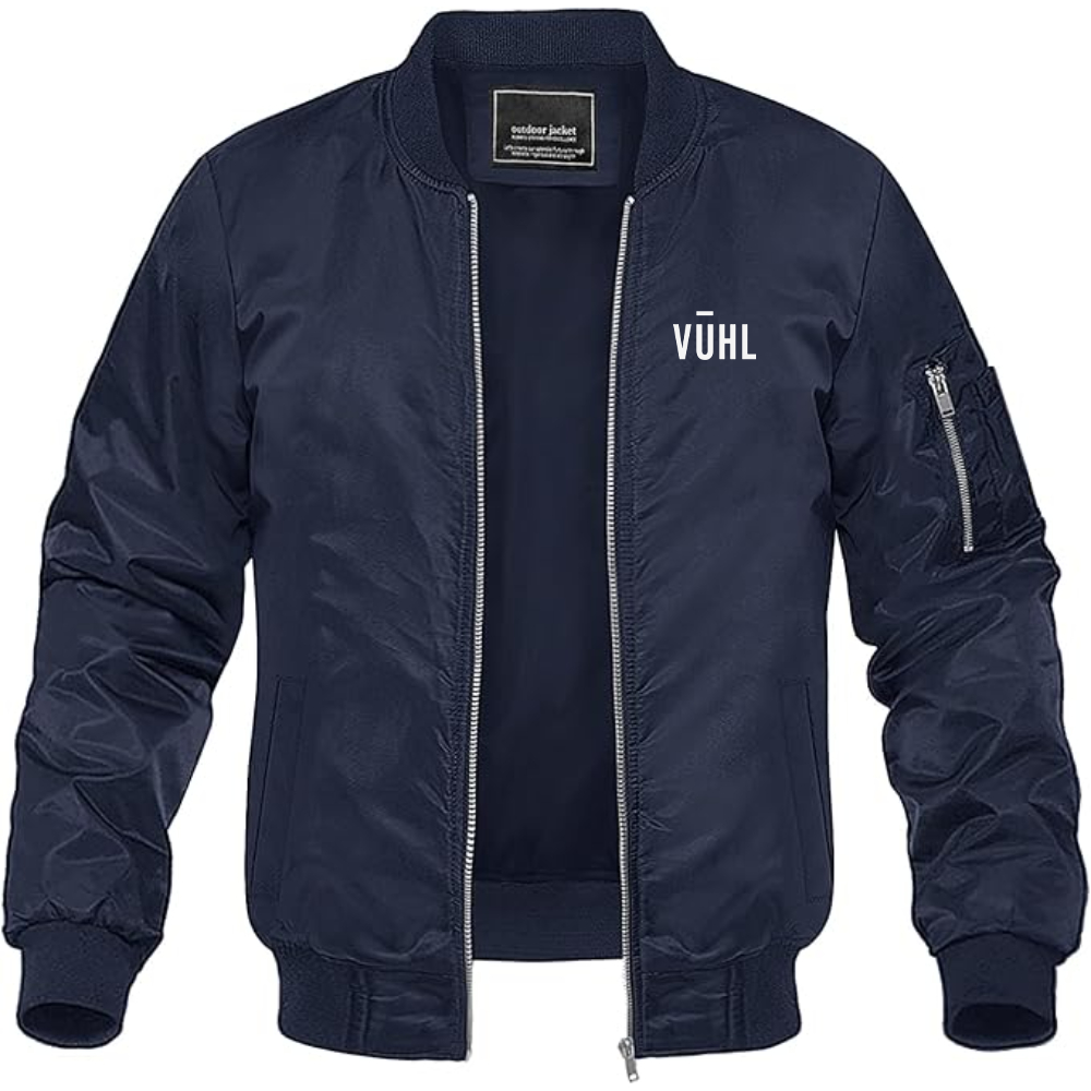 Men's VUHL Logo Lightweight Bomber Jacket Windbreaker Softshell Varsity Jacket Coat