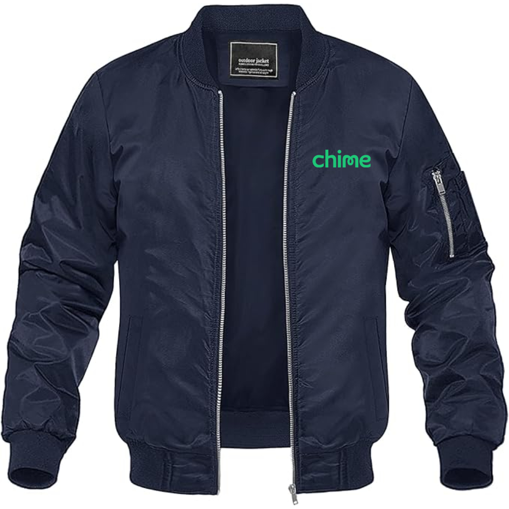 Men's Chime Logo Lightweight Bomber Jacket Windbreaker Softshell Varsity Jacket Coat