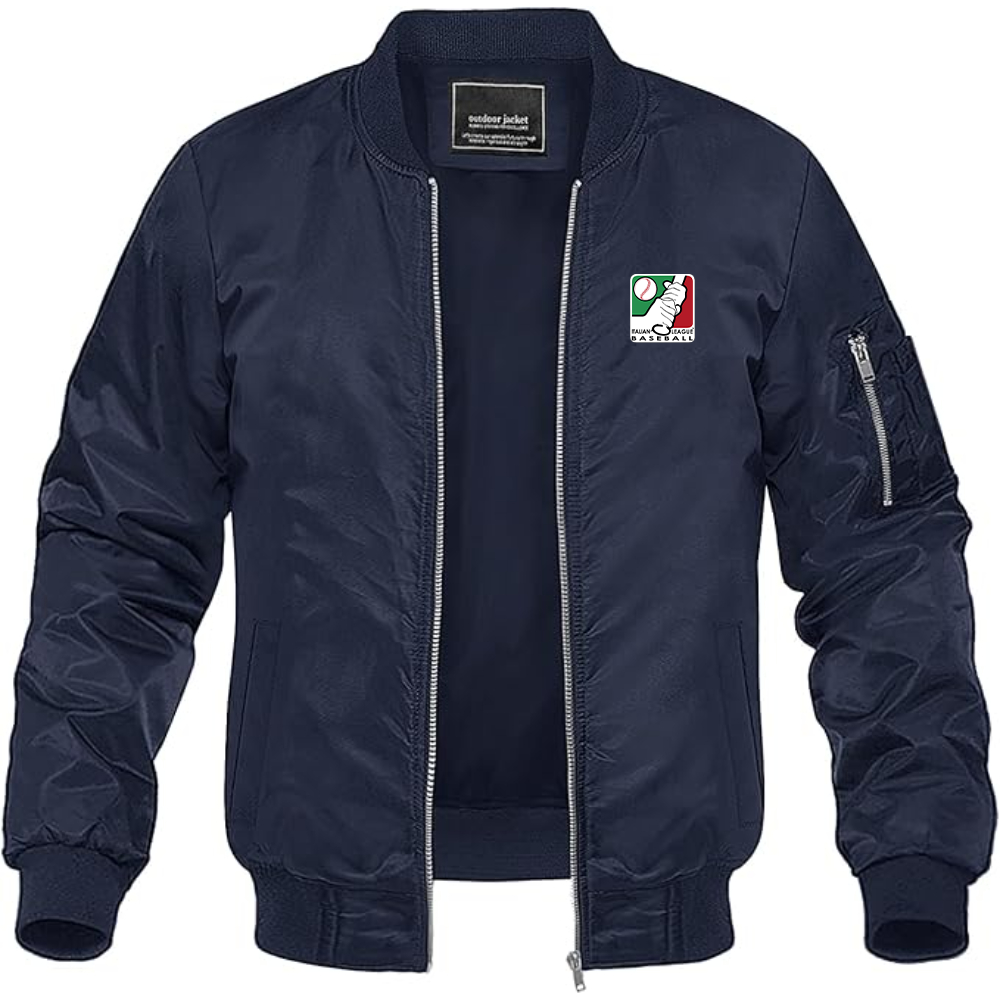 Men's  Italian Baseball League Logo Lightweight Bomber Jacket Windbreaker Softshell Varsity Jacket Coat
