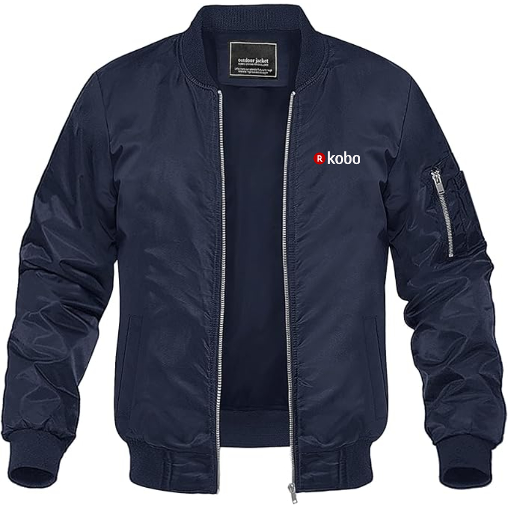Men's Kobo Logo Lightweight Bomber Jacket Windbreaker Softshell Varsity Jacket Coat