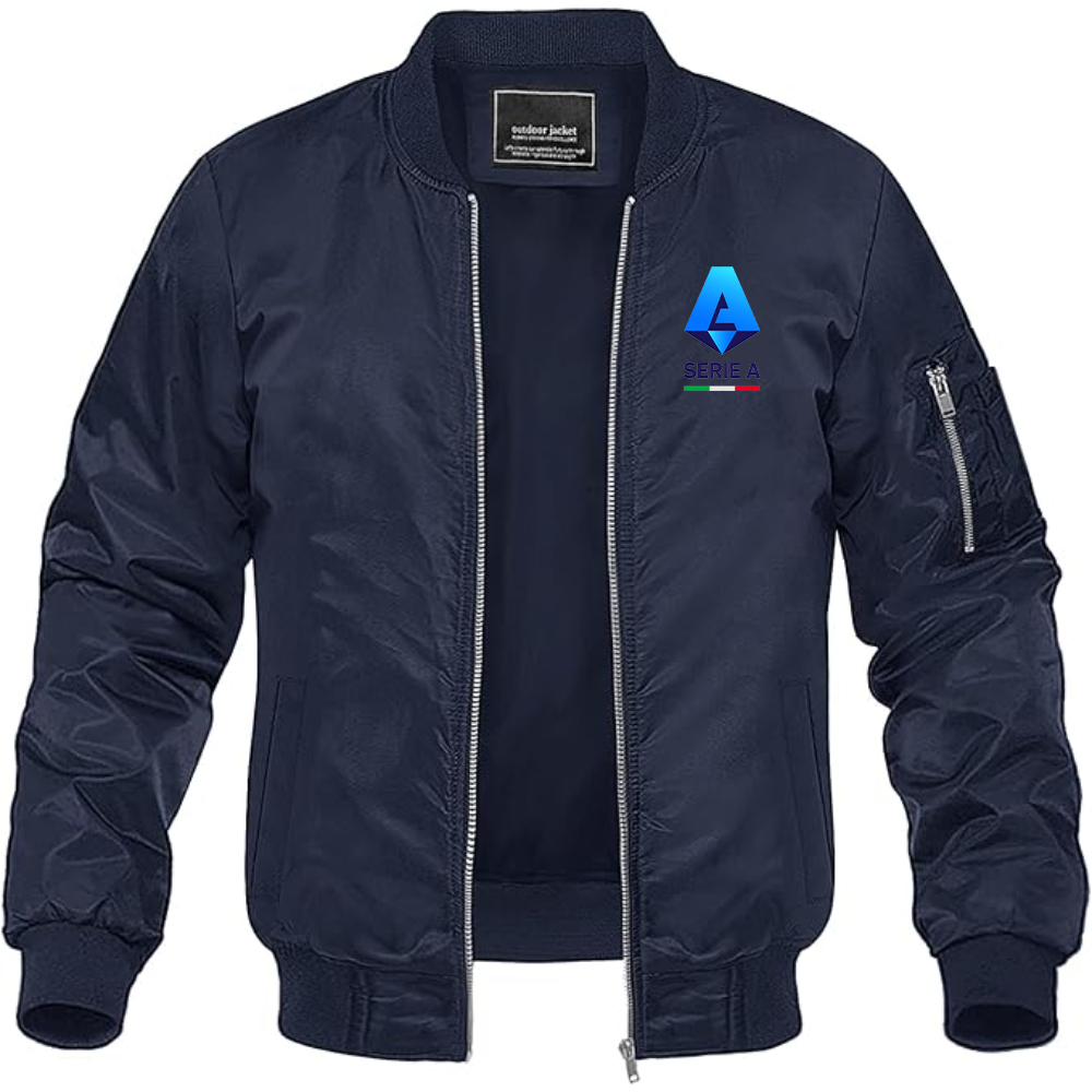 Men's  Italian Serie A Logo Lightweight Bomber Jacket Windbreaker Softshell Varsity Jacket Coat