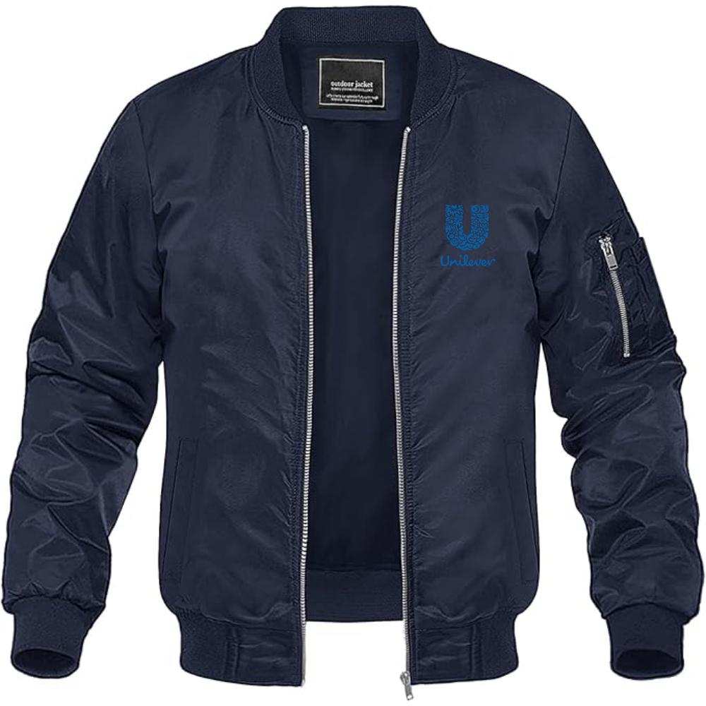 Men's Unilever Logo Lightweight Bomber Jacket Windbreaker Softshell Varsity Jacket Coat