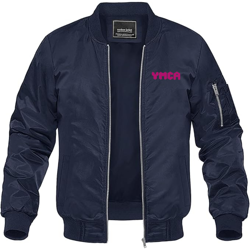 Men's  YMCA Mauve Lightweight Bomber Jacket Windbreaker Softshell Varsity Jacket Coat