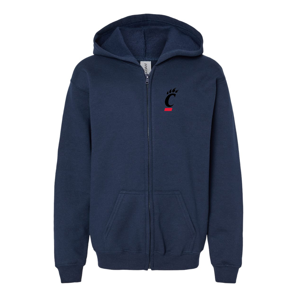 Youth Cincinnati Bearcats Gildan Heavy Blend Full Zip Hooded Sweatshirt