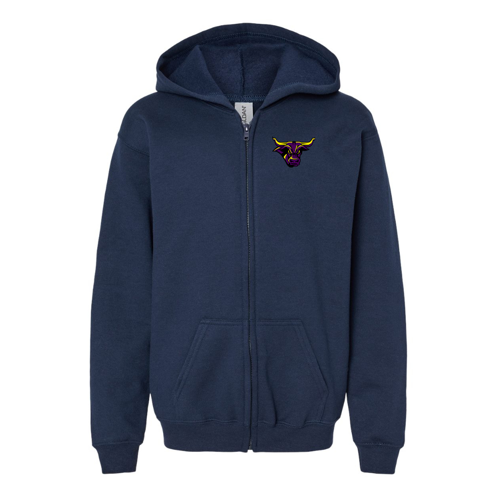 Youth Minnesota State Mavericks  Gildan Heavy Blend Full Zip Hooded Sweatshirt