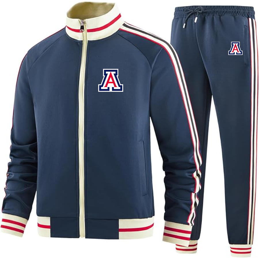 Men's  Arizona Wildcats Two Piece Designer Tracksuit with Bold Striped Accents and Zippered Front Elevated Athletic Wear