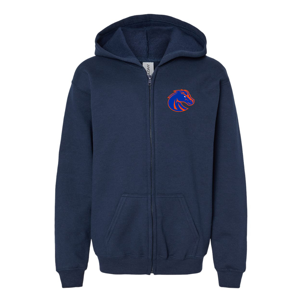 Youth Boise State Broncos  Gildan Heavy Blend Full Zip Hooded Sweatshirt
