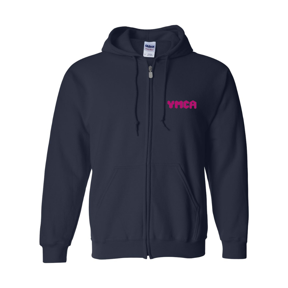 Men's YMCA Mauve Gildan  Heavy Blend Full Zip Hooded Sweatshirt