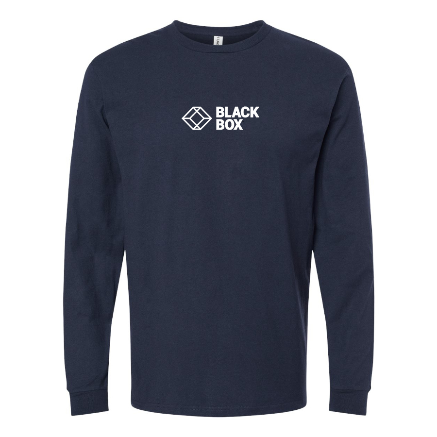 Men's Black Box Logo Cotton Long Sleeve T-Shirt