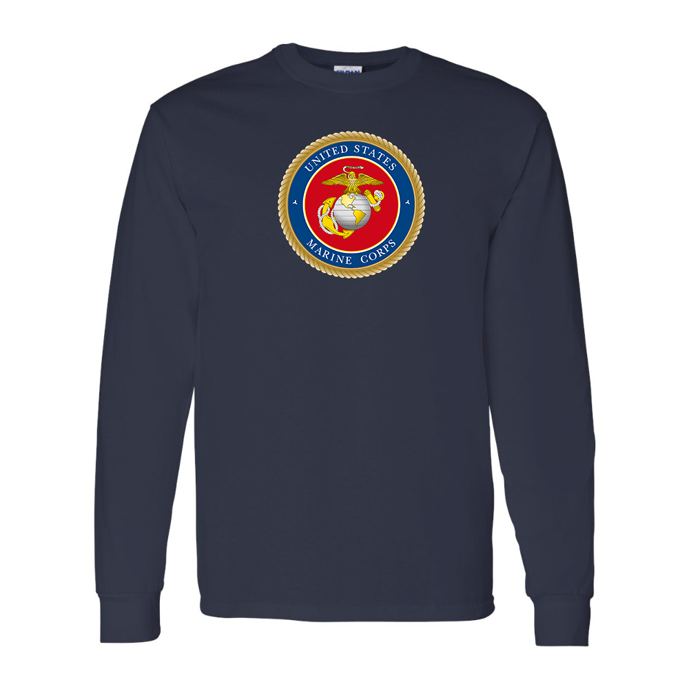Men's  USMC Emblem  Gildan Heavy Cotton Long Sleeve T-Shirt