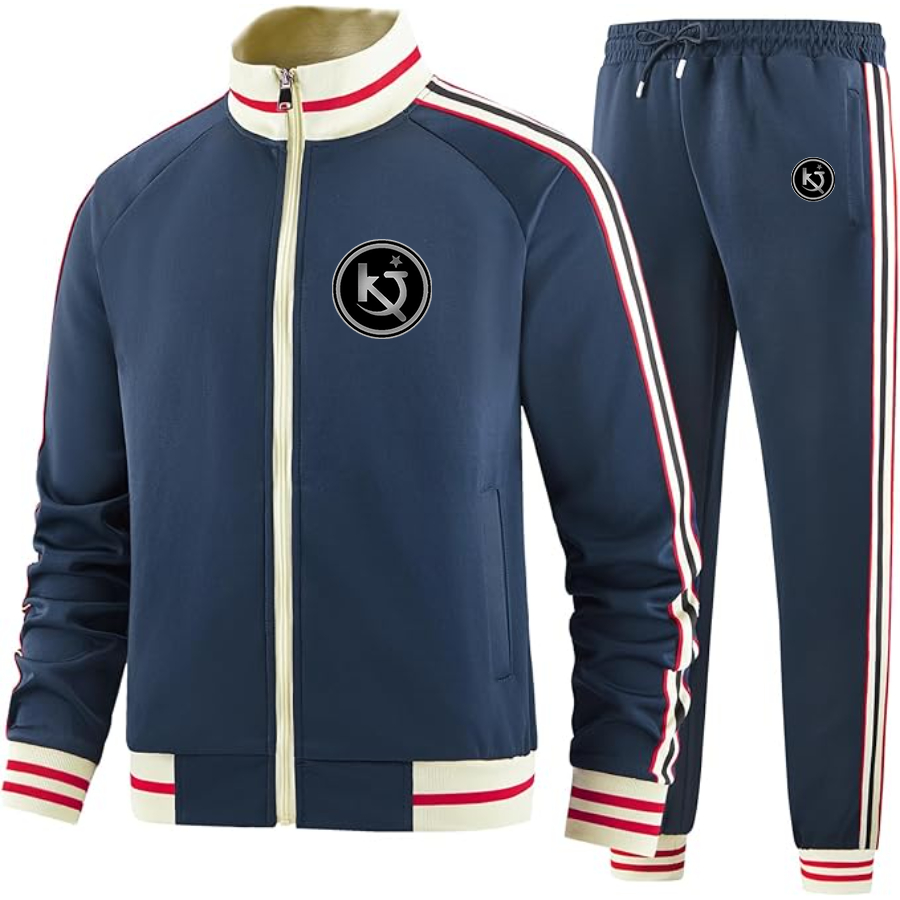 Men's   Killing Joke Two Piece Designer Tracksuit with Bold Striped Accents and Zippered Front Elevated Athletic Wear