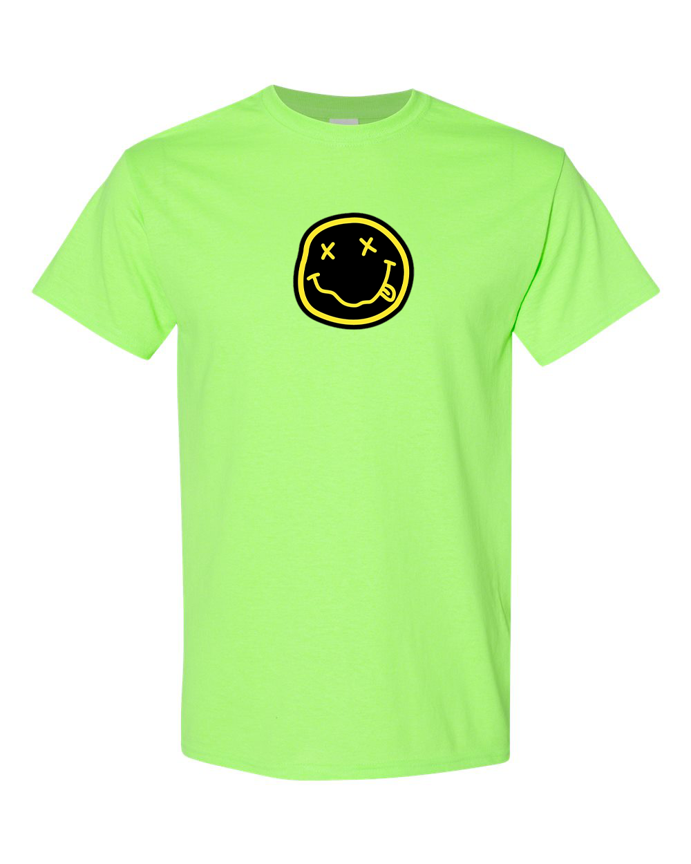 Men's Nirvana Yellow and Black Face Gildan Heavy Cotton T-Shirt
