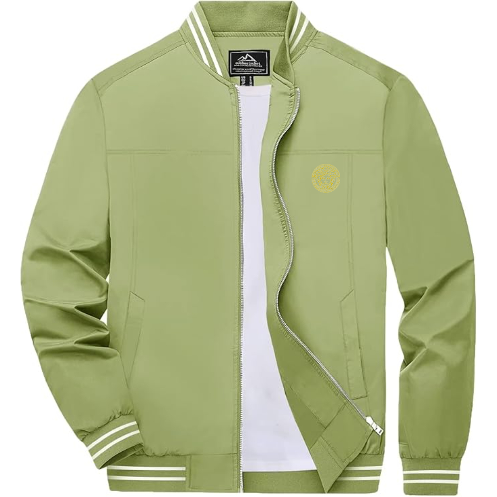 Men's Versace Thumbnail Lightweight Zip-Up Bomber Jacket with Ribbed Collar and Cuffs Versatile Casual Outerwear