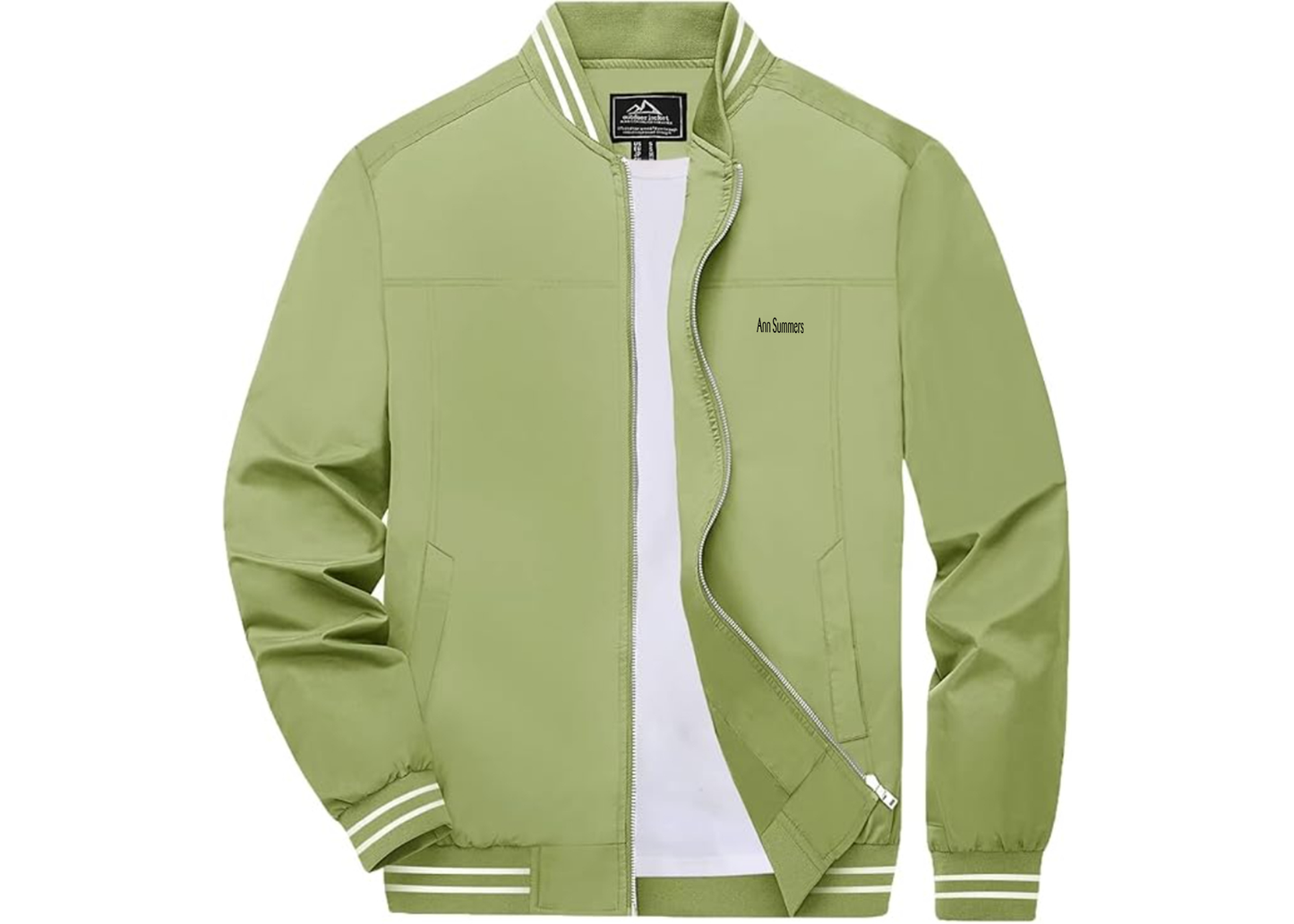 Men's Ann Summers Lightweight Zip-Up Bomber Jacket with Ribbed Collar and Cuffs Versatile Casual Outerwear
