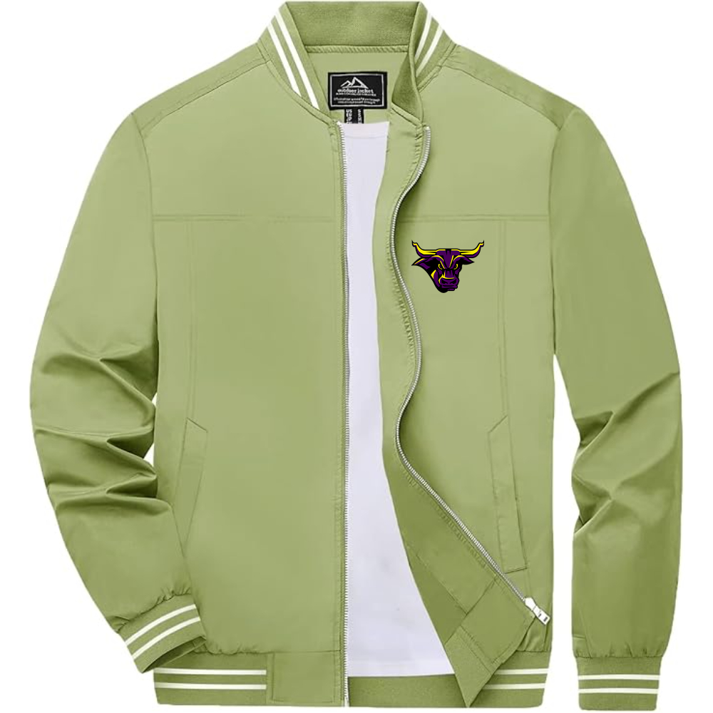 Men's Minnesota State Mavericks Lightweight Zip-Up Bomber Jacket with Ribbed Collar and Cuffs Versatile Casual Outerwear