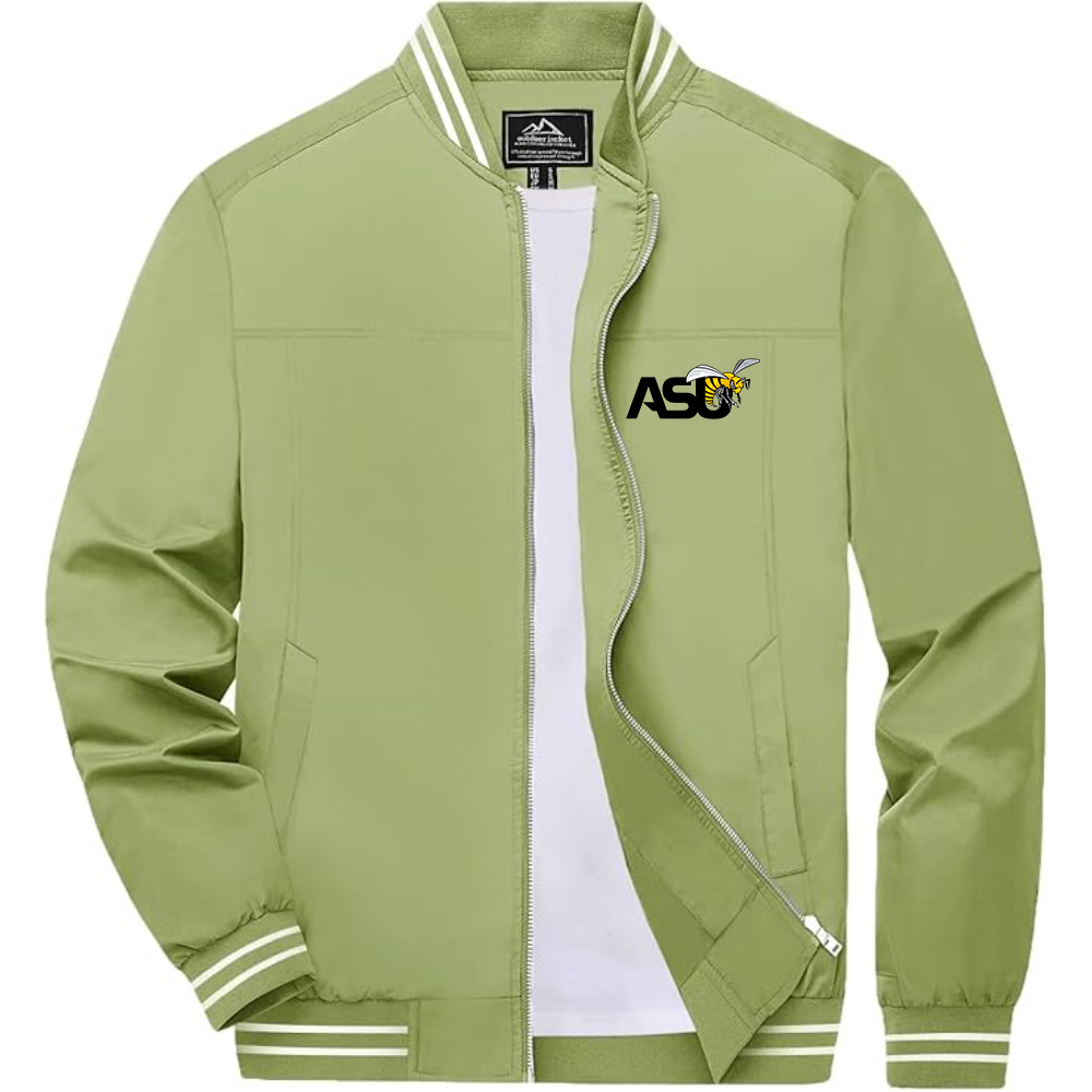 Men's Alabama State Hornets Lightweight Zip-Up Bomber Jacket with Ribbed Collar and Cuffs Versatile Casual Outerwear