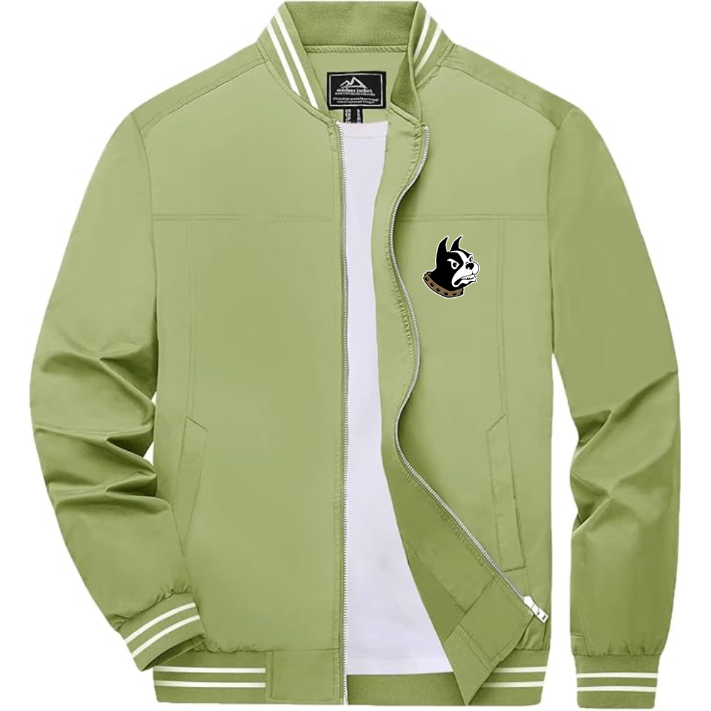Men's  Woffrd Terriers Lightweight Zip-Up Bomber Jacket with Ribbed Collar and Cuffs Versatile Casual Outerwear