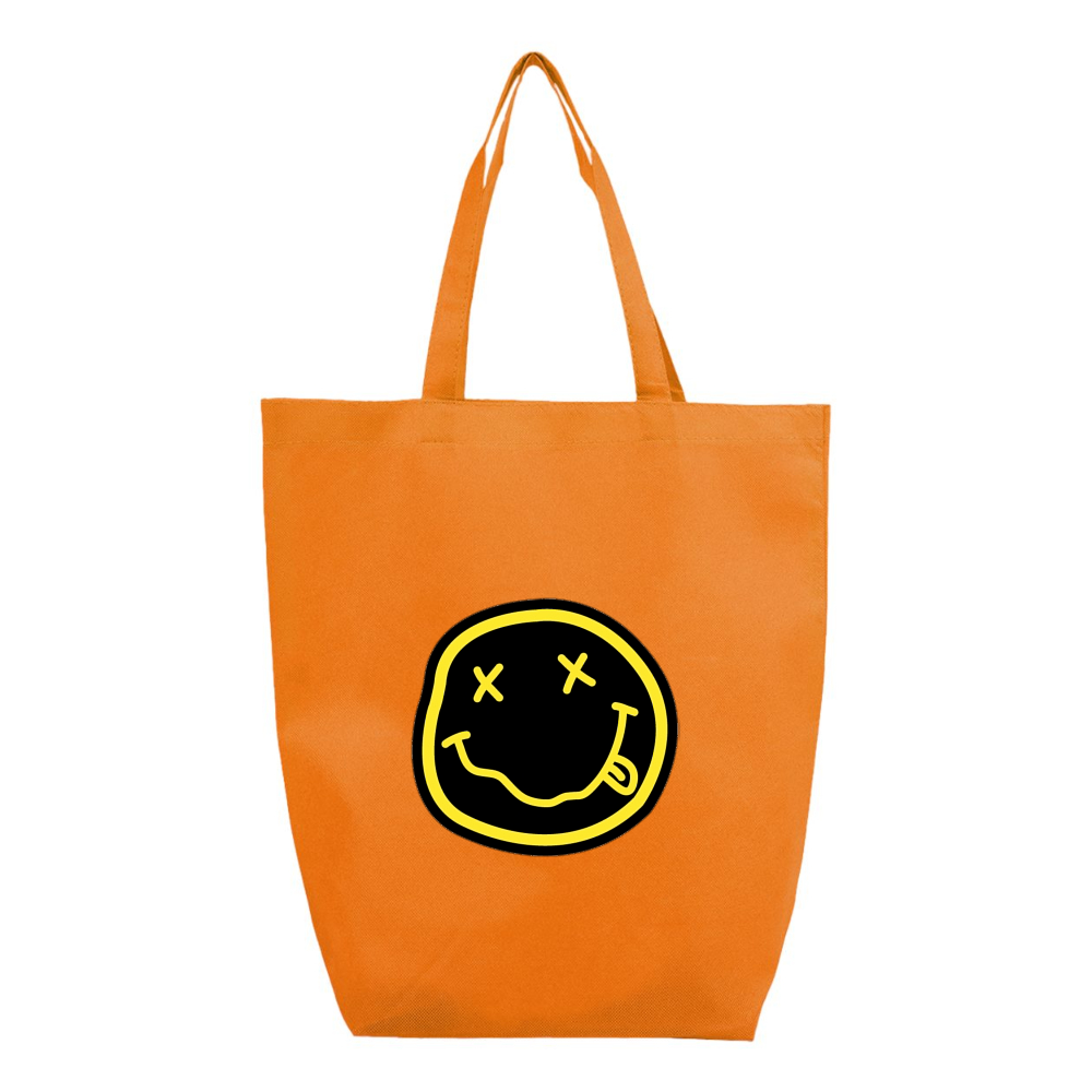 Nirvana Yellow and Black Face Q-Tees Non-Woven Gusset Bottom Tote