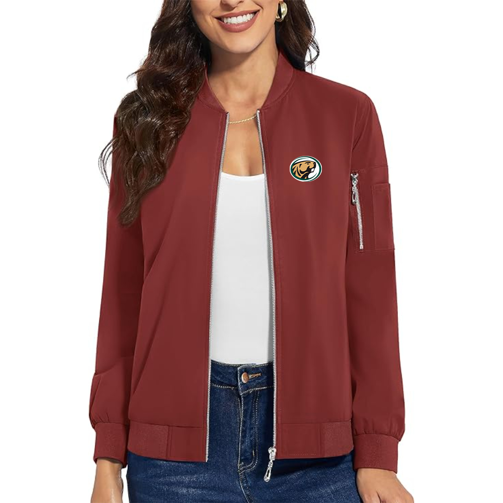 Women's Bemidji State Beavers Premium Bomber Jacket with Polished Detailing and Functional Sleeve Pocket Modern Luxury Outerwear