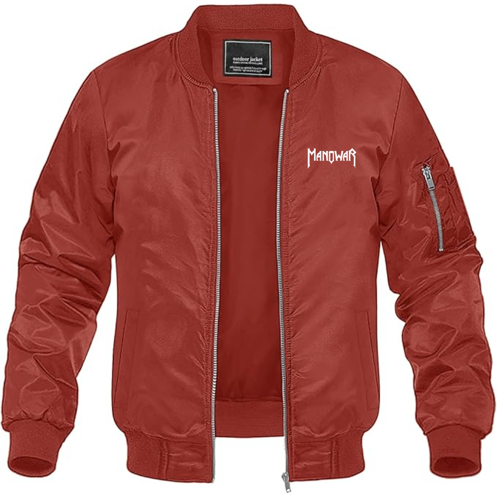 Men's   Manowar Logo Lightweight Bomber Jacket Windbreaker Softshell Varsity Jacket Coat