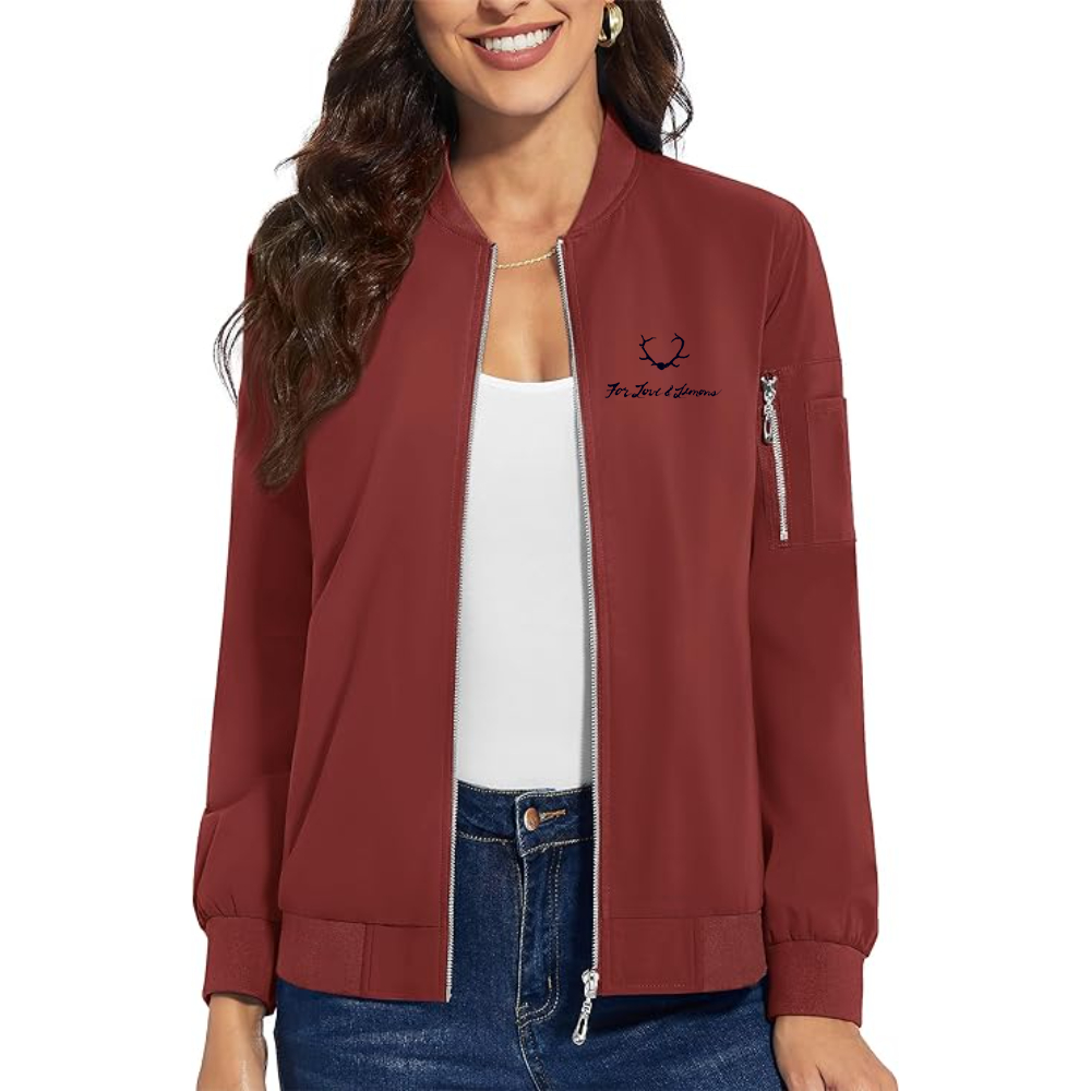 Women's For Loves & Lemons  Premium Bomber Jacket with Polished Detailing and Functional Sleeve Pocket Modern Luxury Outerwear