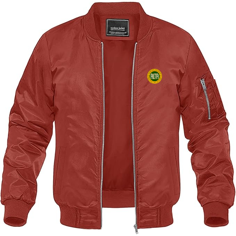 Men's Alta Automobile Logo Lightweight Bomber Jacket Windbreaker Softshell Varsity Jacket Coat