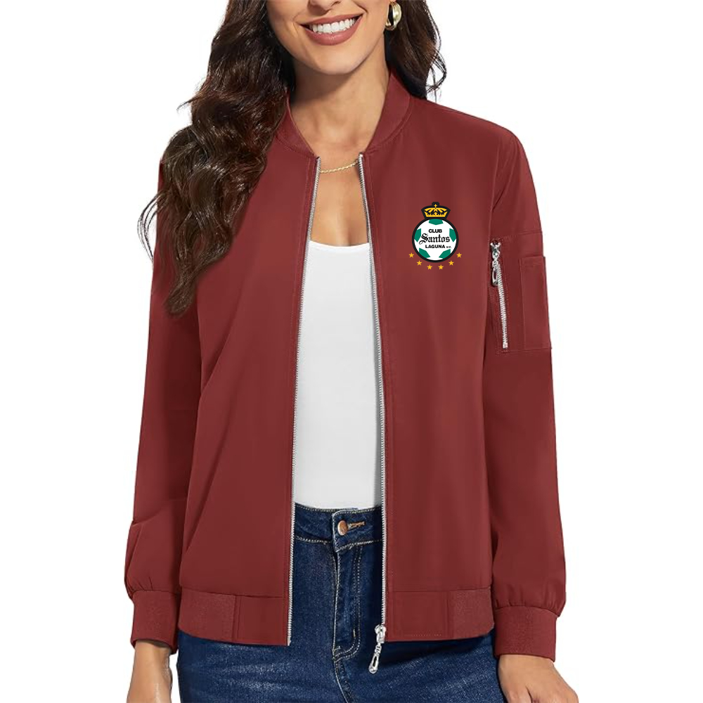 Women's Santos Laguna Soccer  Premium Bomber Jacket with Polished Detailing and Functional Sleeve Pocket Modern Luxury Outerwear