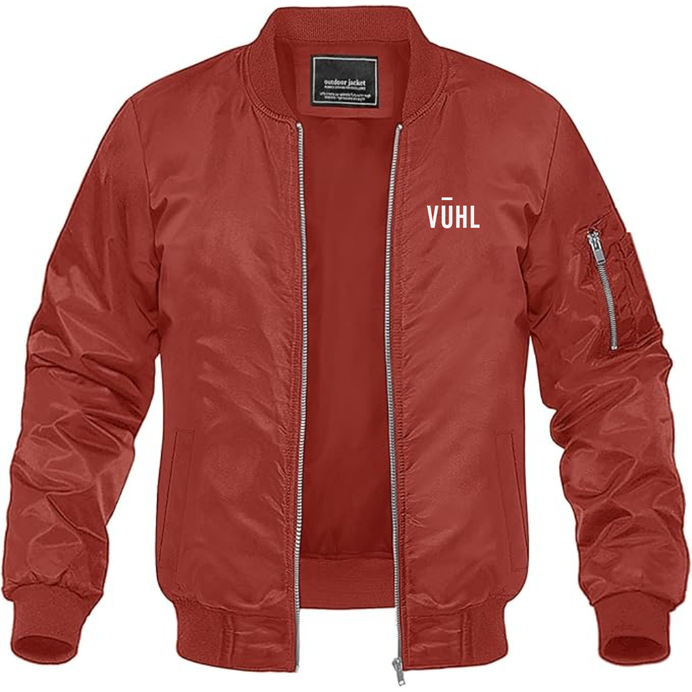 Men's VUHL Logo Lightweight Bomber Jacket Windbreaker Softshell Varsity Jacket Coat