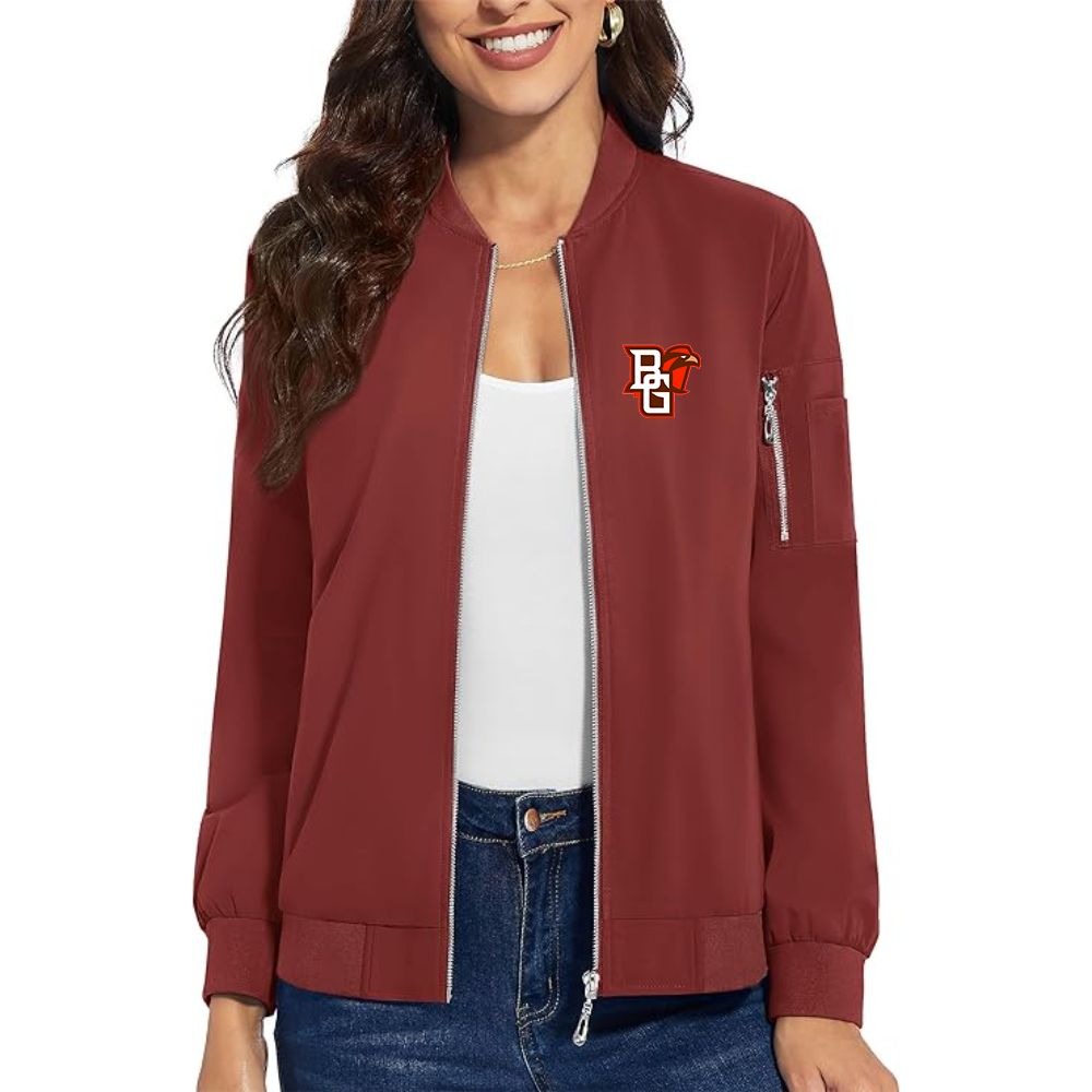 Women's Bowling Green Falcons  Premium Bomber Jacket with Polished Detailing and Functional Sleeve Pocket Modern Luxury Outerwear