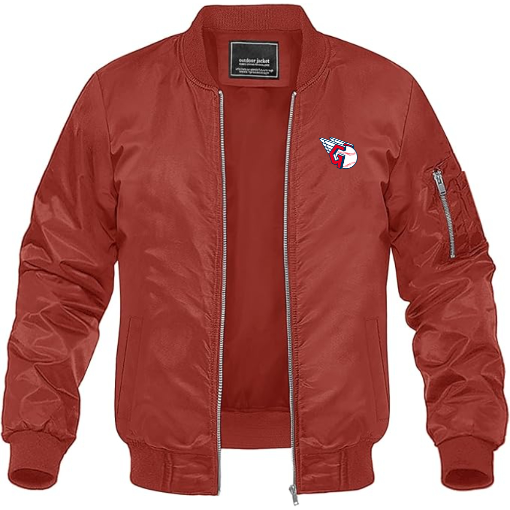 Men's Cleveland Guardians  Logo Lightweight Bomber Jacket Windbreaker Softshell Varsity Jacket Coat