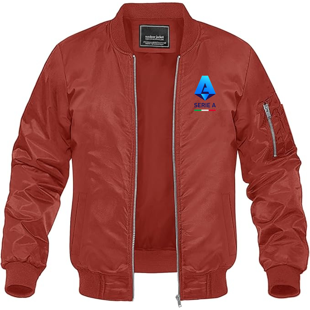 Men's  Italian Serie A Logo Lightweight Bomber Jacket Windbreaker Softshell Varsity Jacket Coat