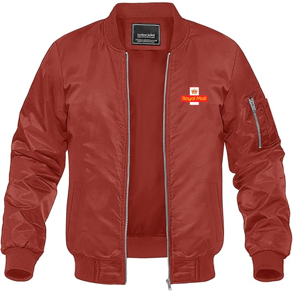 Men's  Royal Mail   Logo Lightweight Bomber Jacket Windbreaker Softshell Varsity Jacket Coat