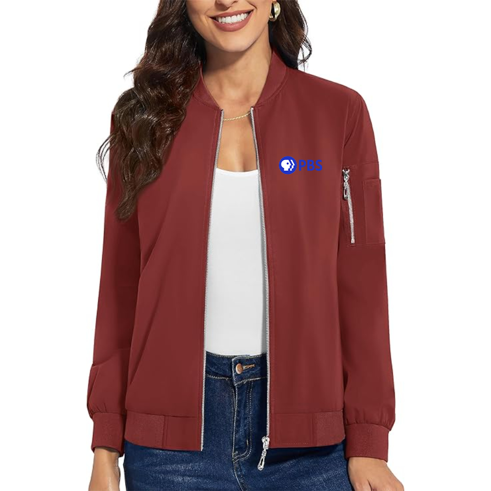Women's PBS Blue  Premium Bomber Jacket with Polished Detailing and Functional Sleeve Pocket Modern Luxury Outerwear