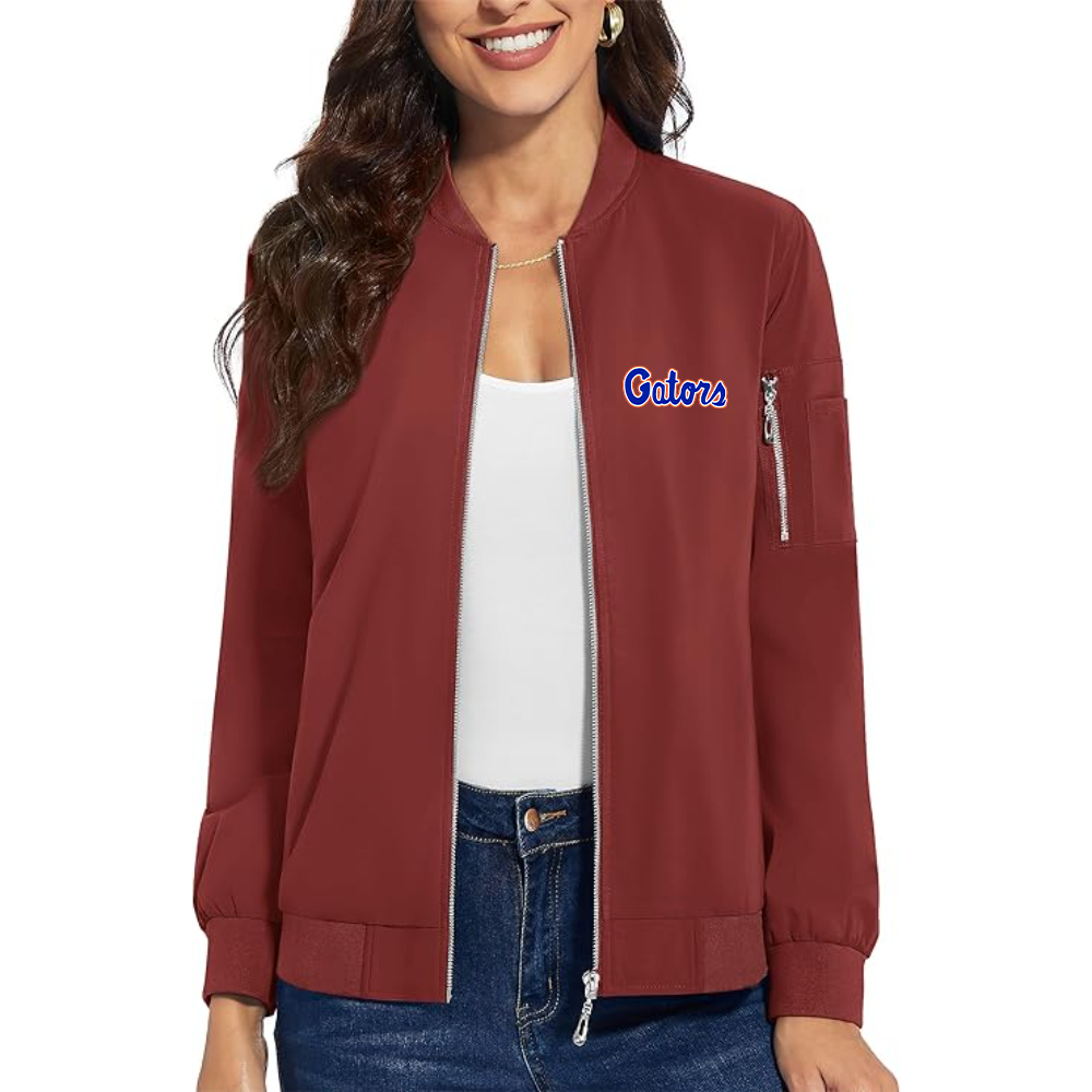 Women's   Florida Gators Script  Premium Bomber Jacket with Polished Detailing and Functional Sleeve Pocket Modern Luxury Outerwear