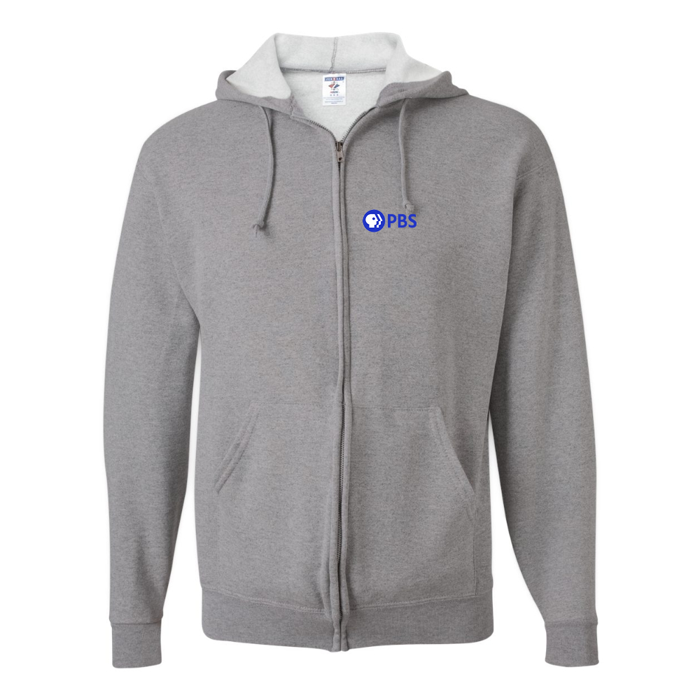 Men's  PBS Blue JERZEES NuBlend Full-Zip Hooded Sweatshirt