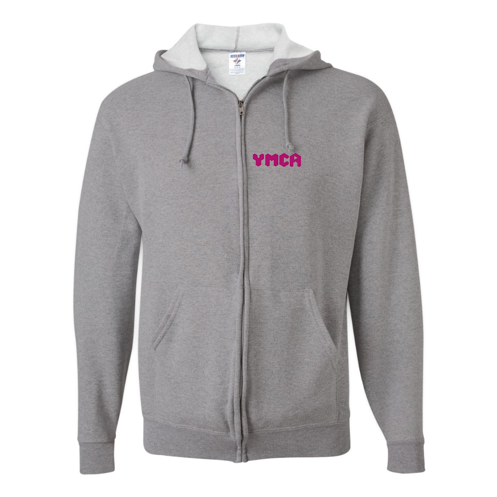 Men's  YMCA Mauve JERZEES NuBlend Full-Zip Hooded Sweatshirt