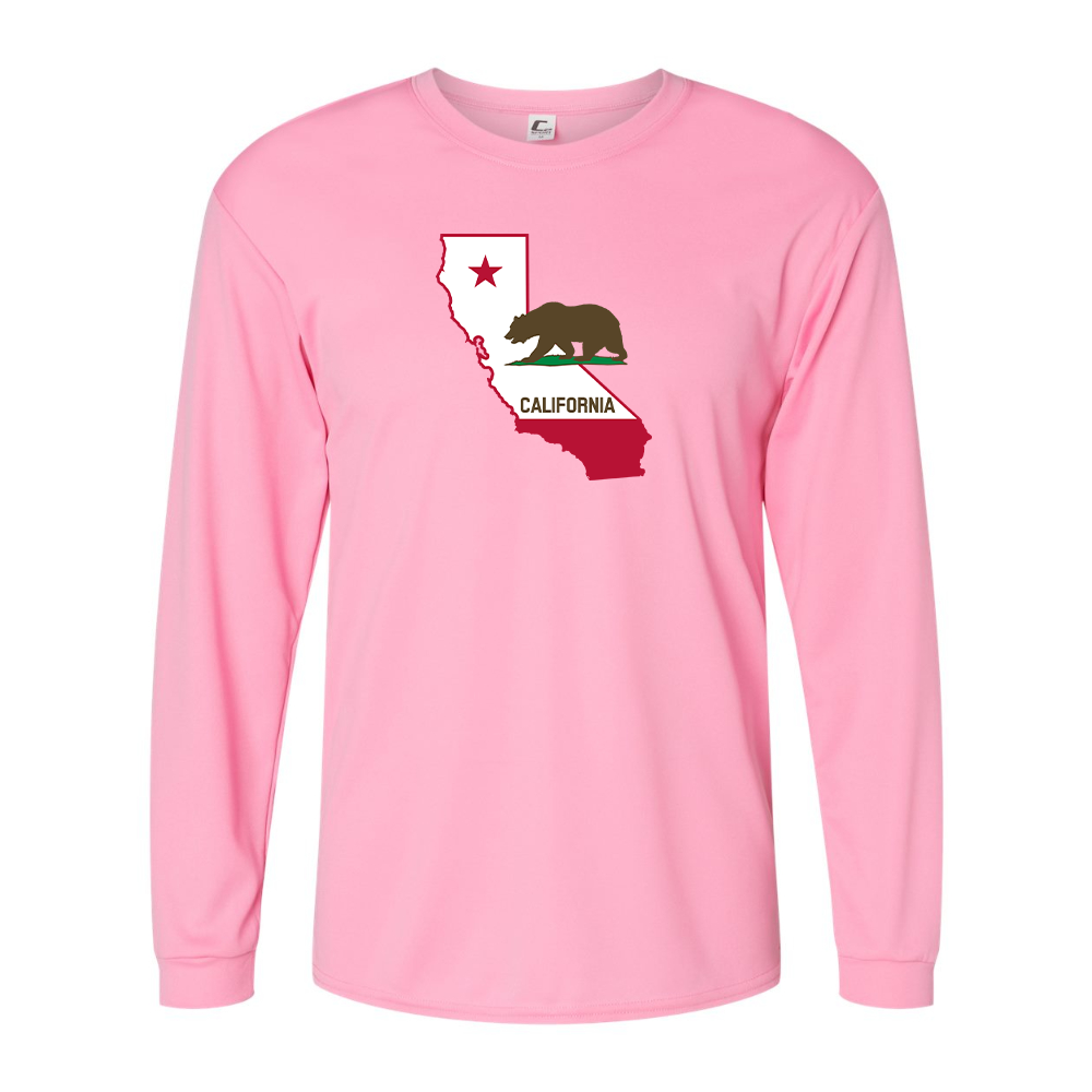 Men's  California Bear Map Performance Long Sleeve T-Shirt