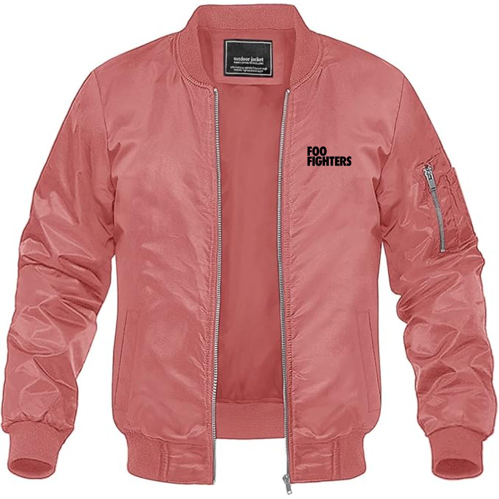 Men's Foo Fighters Logo Lightweight Bomber Jacket Windbreaker Softshell Varsity Jacket Coat