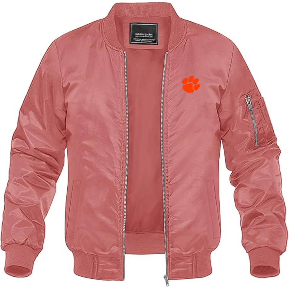 Men's Clemson Tigers Lightweight Bomber Jacket Windbreaker Softshell Varsity Jacket Coat