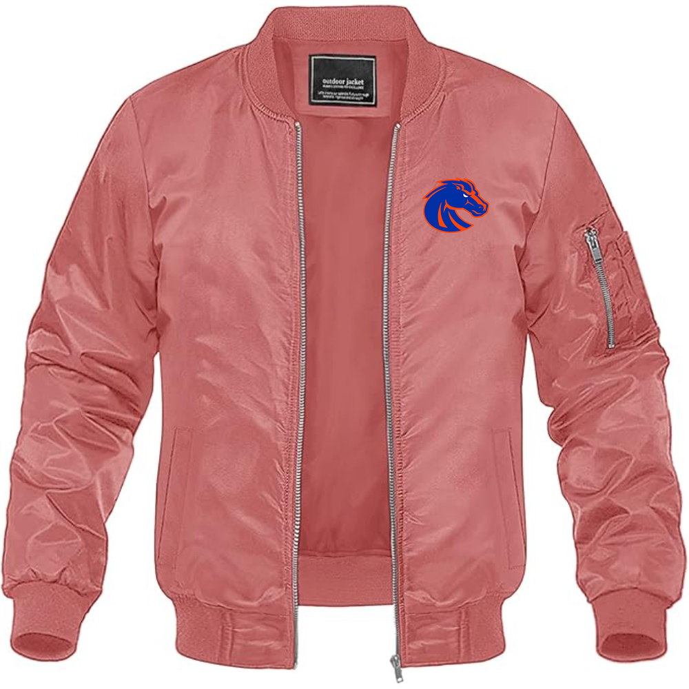 Men's Boise State Broncos  Lightweight Bomber Jacket Windbreaker Softshell Varsity Jacket Coat