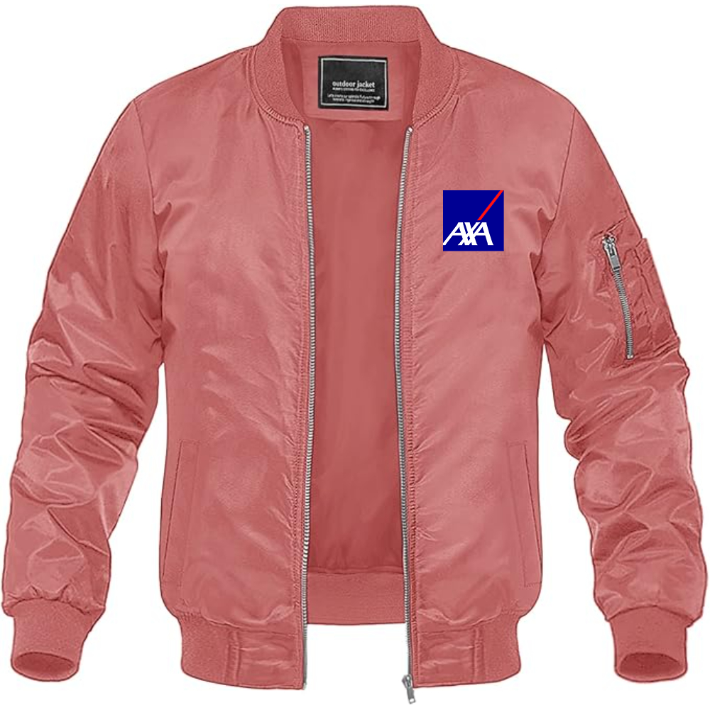 Men's Axa Logo Lightweight Bomber Jacket Windbreaker Softshell Varsity Jacket Coat