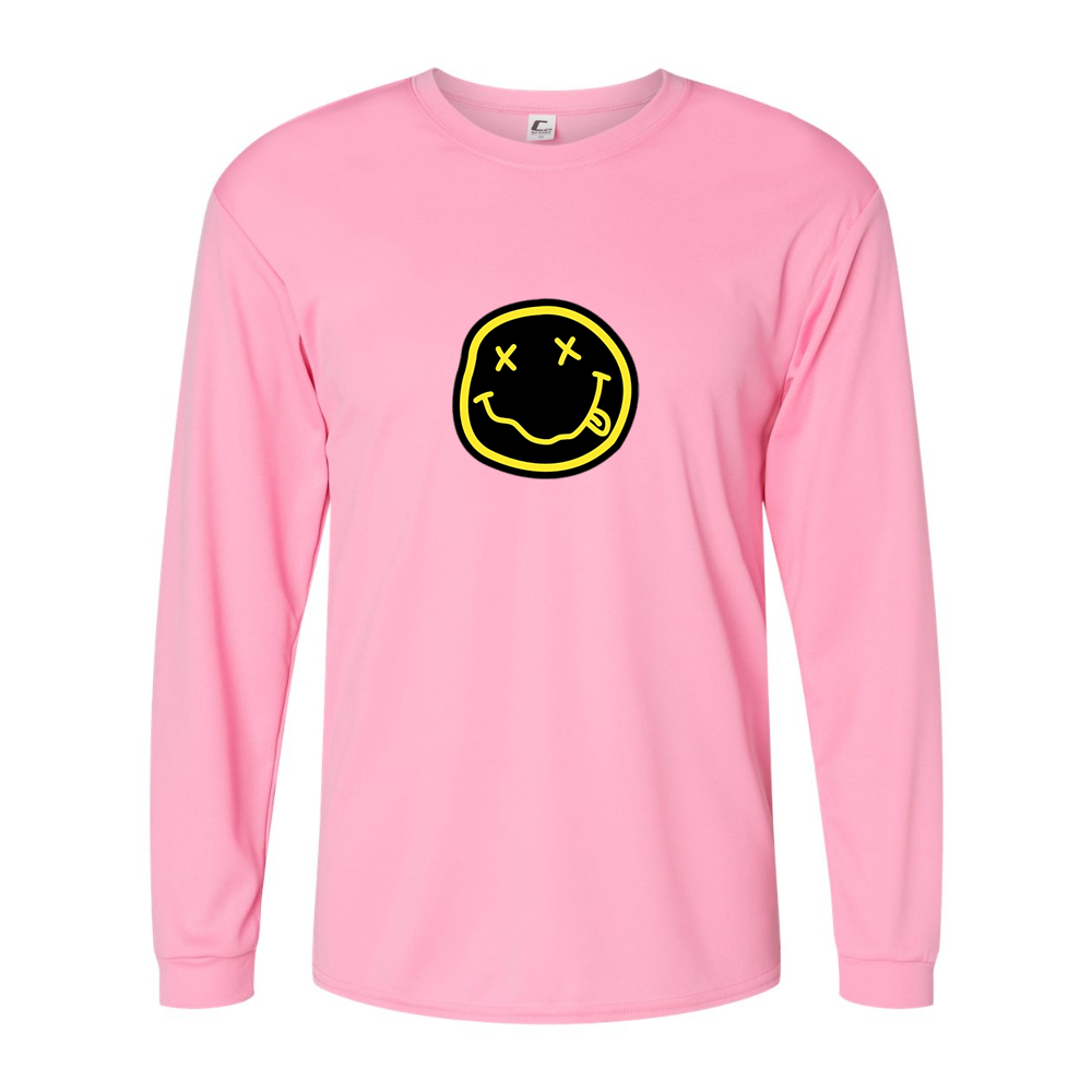Men's Nirvana Yellow and Black Face Performance Long Sleeve T-Shirt