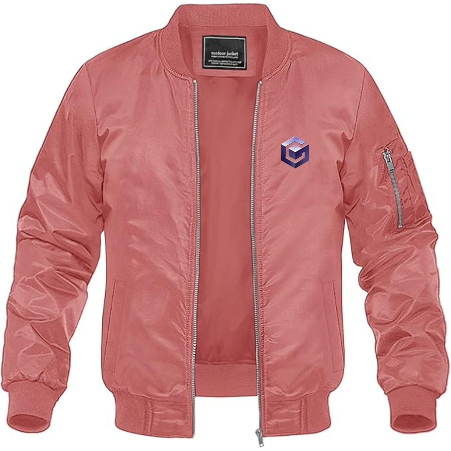 Men's Nintendo GameCube Logo Lightweight Bomber Jacket Windbreaker Softshell Varsity Jacket Coat