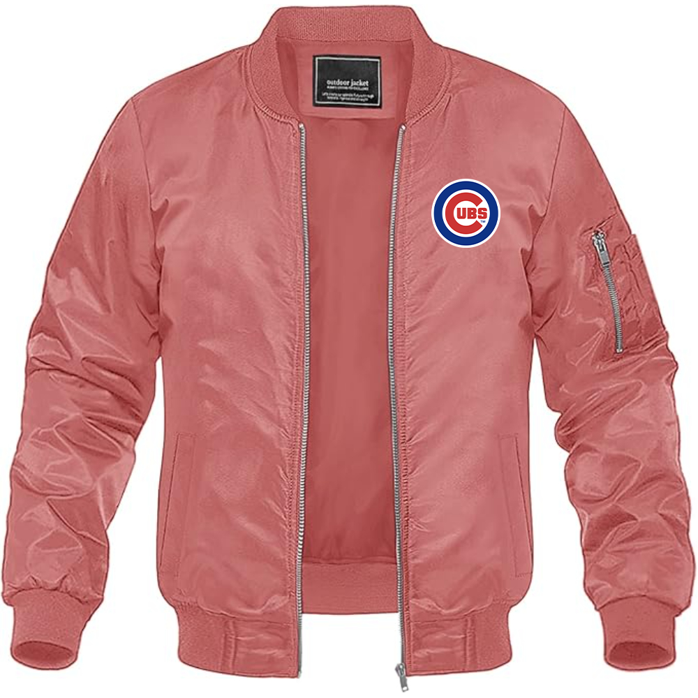 Men's Chicago Cubs Logo Lightweight Bomber Jacket Windbreaker Softshell Varsity Jacket Coat