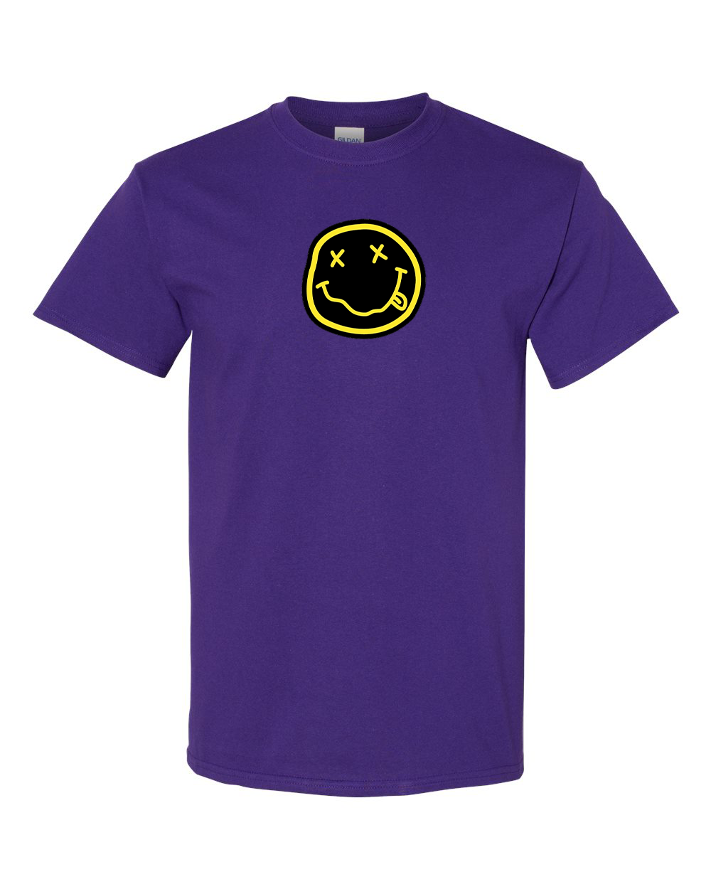 Men's Nirvana Yellow and Black Face Gildan Heavy Cotton T-Shirt